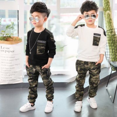 Kids Sport Clothing Sets Boys Tracksuit Autumn Camouflage Children Tops Pants 2Pcs Kit Outfit Teenager Boys Camouflage Tracksuit