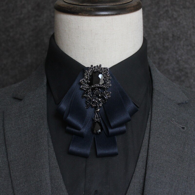 Britannique hommes strass noeud papillon cravate mariage marié blanc chemise Punk gland noeud papillon pour hommes accessoires de mariage