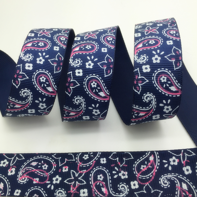 5 Yards 1 Inch 25mm Breed druppels water Gedrukt Grosgrain Lint Haar Boog/Kerst/bruiloft DIY Naaien Craft #009: Navy Blue