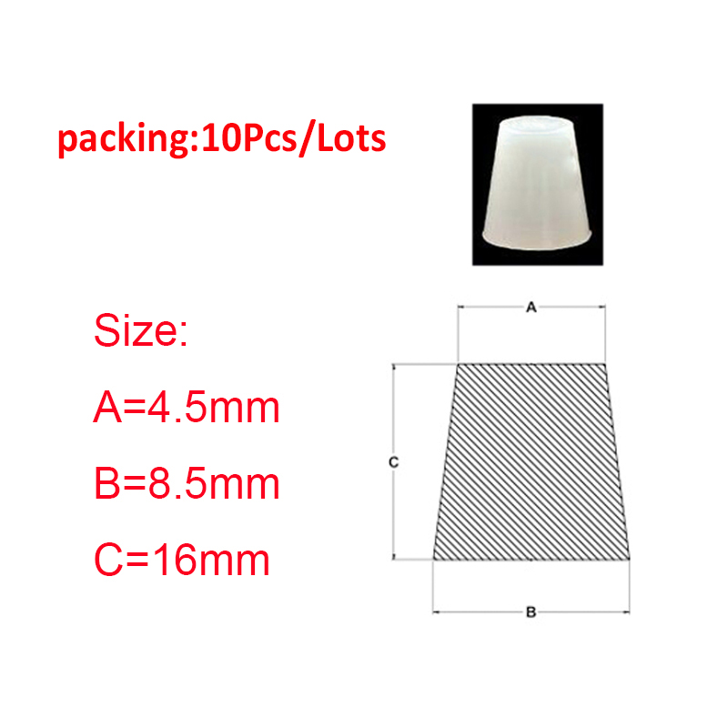 Gjennomsiktig konisk silikongummi hull plugger konisk stopper blanking endestykker tetningspakning: 4.5 x 8.5 x 16mm-10 stk