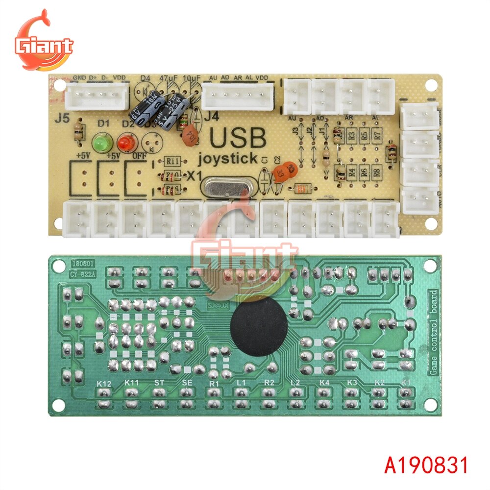 DIY Zero Delay Arcade USB Arcade Joystick Circuit Board Wiring USB Encoder PC to Joystick Fighting Games Replacement Parts 2 Pin