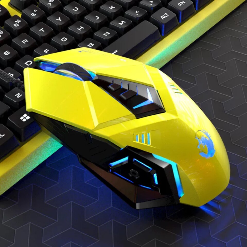 Pink Gaming Mouse Wired USB Mute RGB Gamer 6 Buttons Mice Optical Office Computer Mouse For Desktop Laptop Ergonomic Game Mouse: k3 yellow mouse