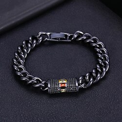 Accking Micro pave chain AAA cubic zircon bracelet ring bangle copper multicolor for women Jewelry: black bracelet