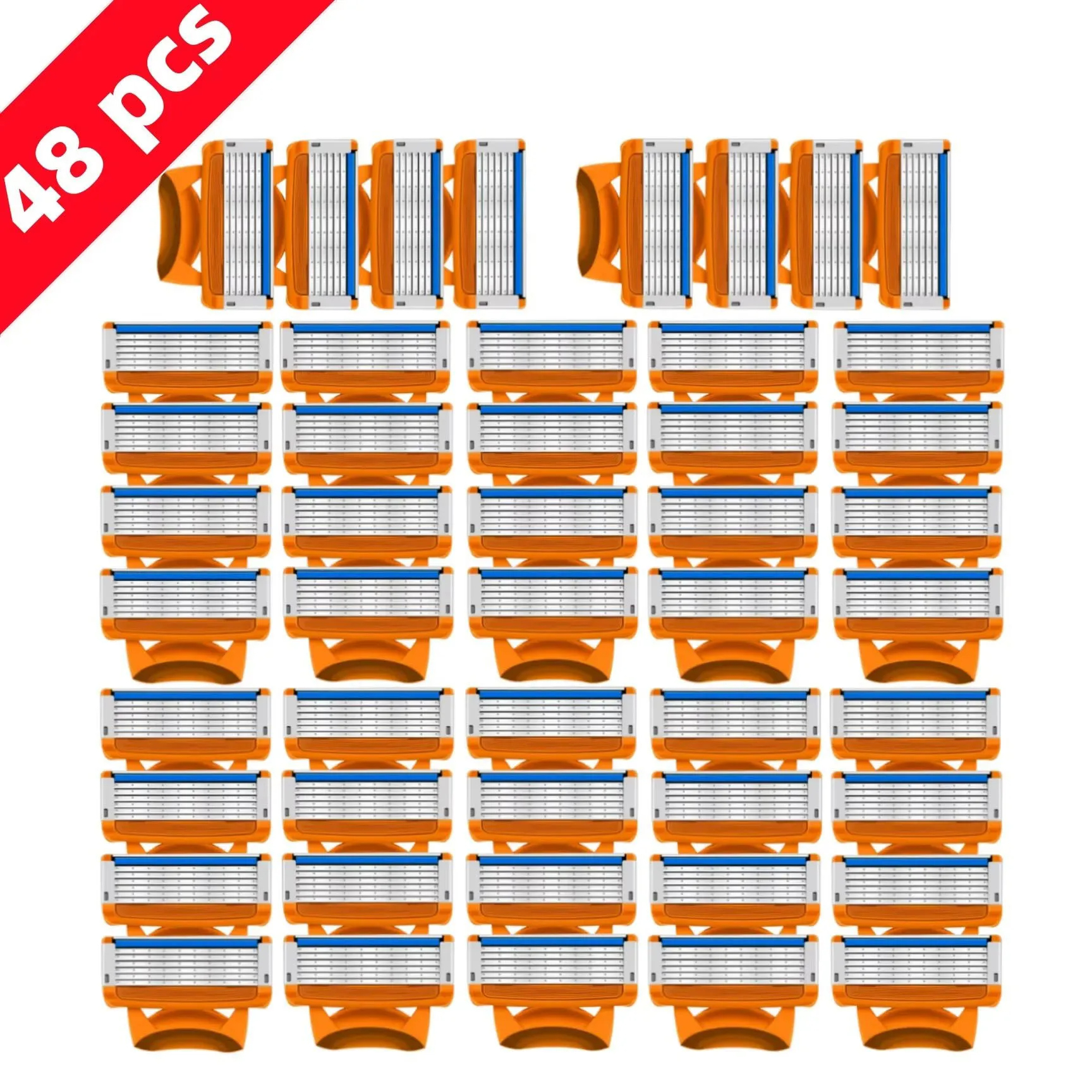 5-laags scheermesjes, vervangende scheermesjes voor heren, veiligheidsscheerapparaten, huidbescherming, herbruikbare mesjes: Blauw