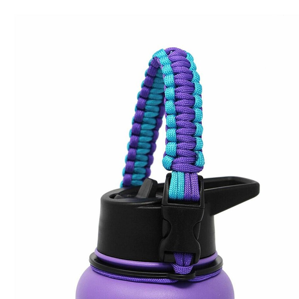 Paracorde pour bouteille d&#39;eau de randonnée avec anneau, sangle à large bouche, accessoires de voyage tressés, porte-gobelet Simple pour Hydro-gourde: Purple