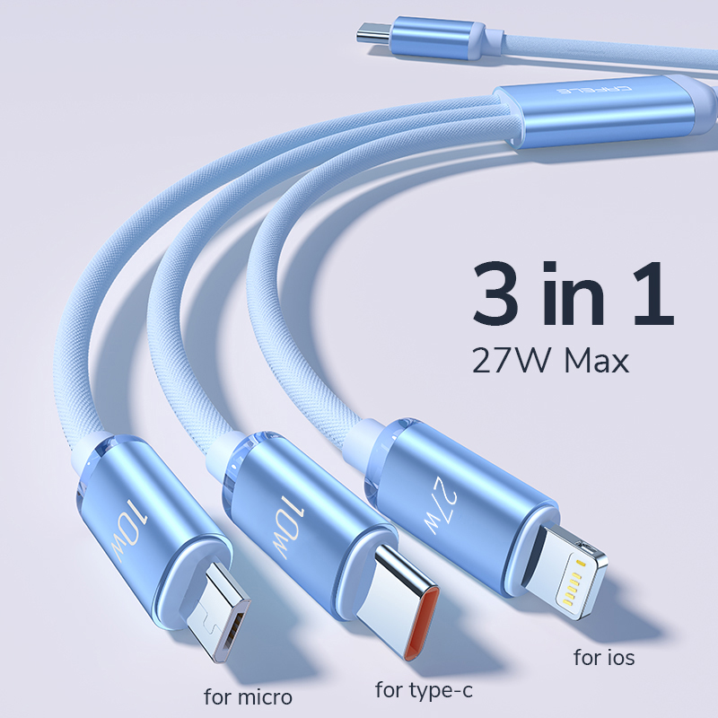 CAFELE 3 in 1 intrekbare USB -kabel voor iPhone 16 15 14 13 12 11 snel oplaadsnoer type C Micro Lightning telefoonlader