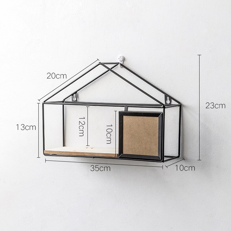 Wooden Storage Racks Hanging Decor Storage Box Photo frame Flower Pot House Storage Rack Wall Book Figurines Display Shelves: A