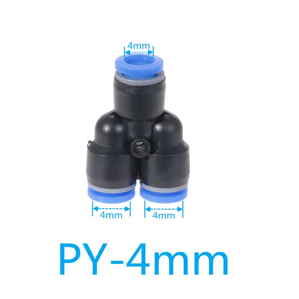 "Y" Pneumatic Connector Tee Union Push In Fitting for Air Pipe joint OD 4 6 8 10 12 14 16MM Pneumatic Fittings PY: PY-4MM