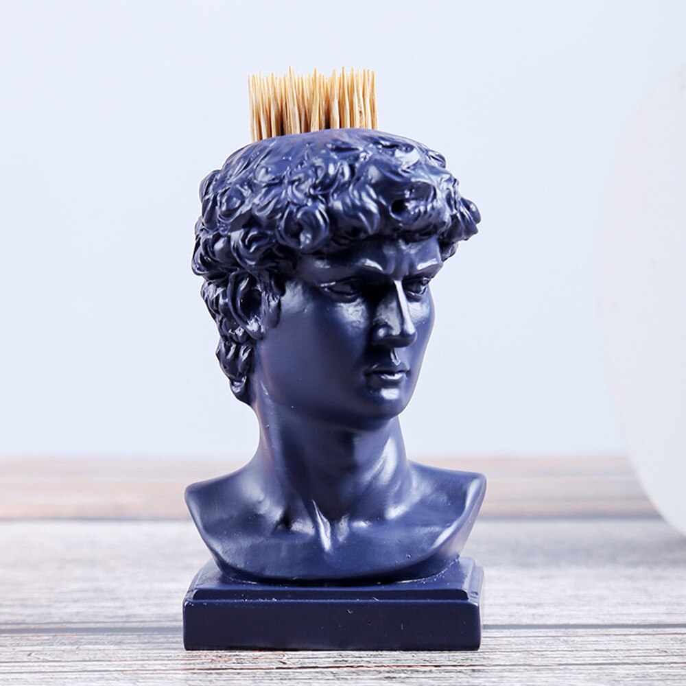 European Style Statue Of David Resin Toothpick Holder Toothpick Box Pen Holder Storage Box Desktop Decoration C