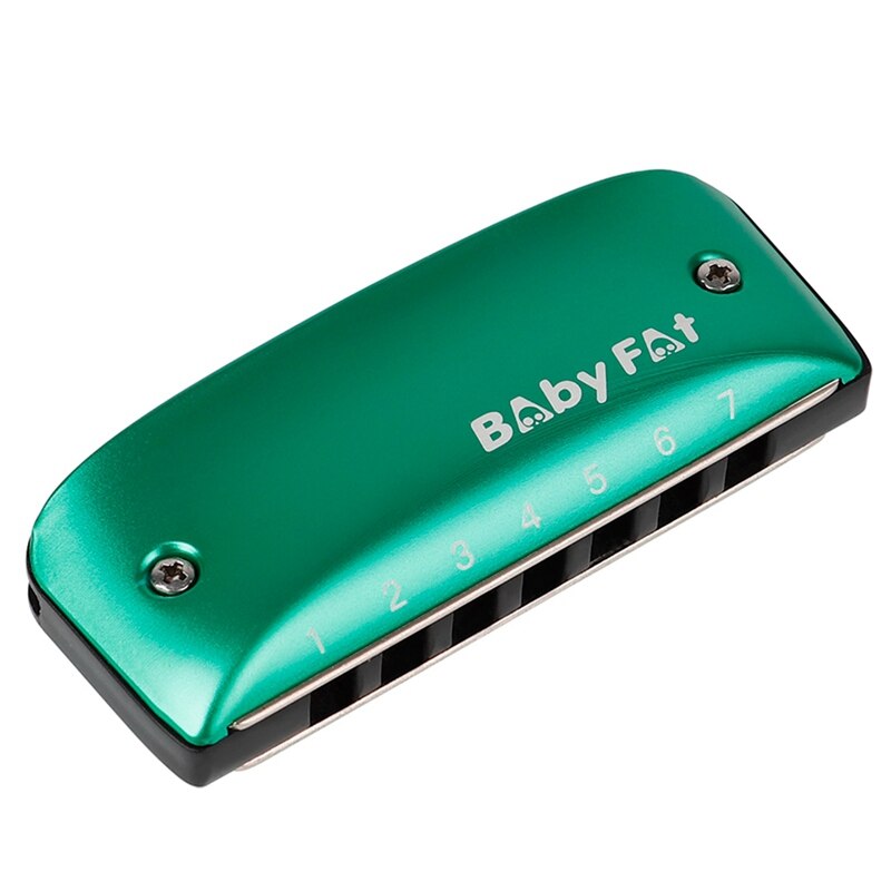 7 Hole Blues Harmonica - F Key - Beginner Diatonic - Magnesium Aluminum Alloy ABS - Green/Pink