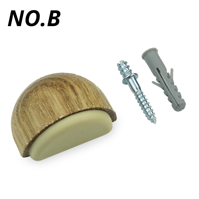 Houten deurstopper siliconenrubber zelfklevend anti-botsing deurwig stop thuis muur vloer meubelbescherming: WHITE