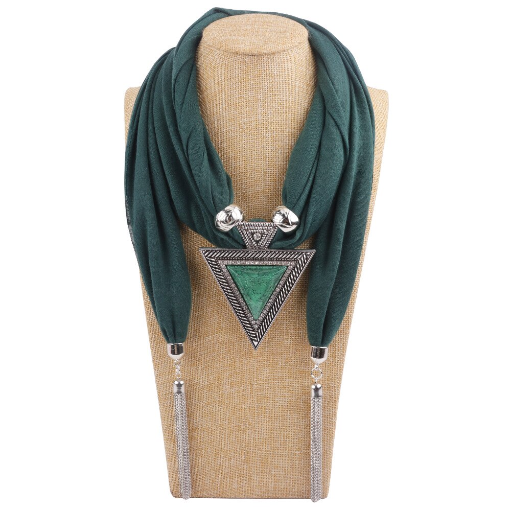 Écharpe à chaîne pour femmes, bijoux à la , collier, écharpe à pendentif, Foulard de tête, Hijab pour femmes, accessoires: green