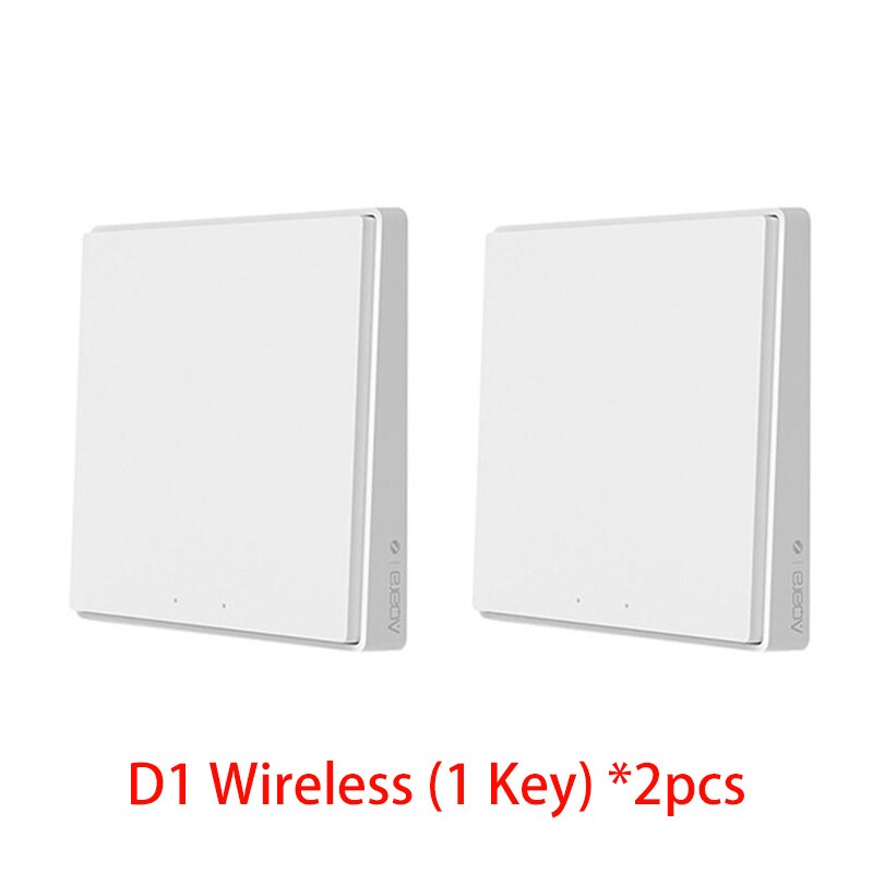 Aqara-Interruptor de pared inteligente D1, interruptor inalámbrico de un solo cable de fuego, cero fuego, ZigBee, Control de luz inteligente para Mihome: D1 Wireless 1key x2