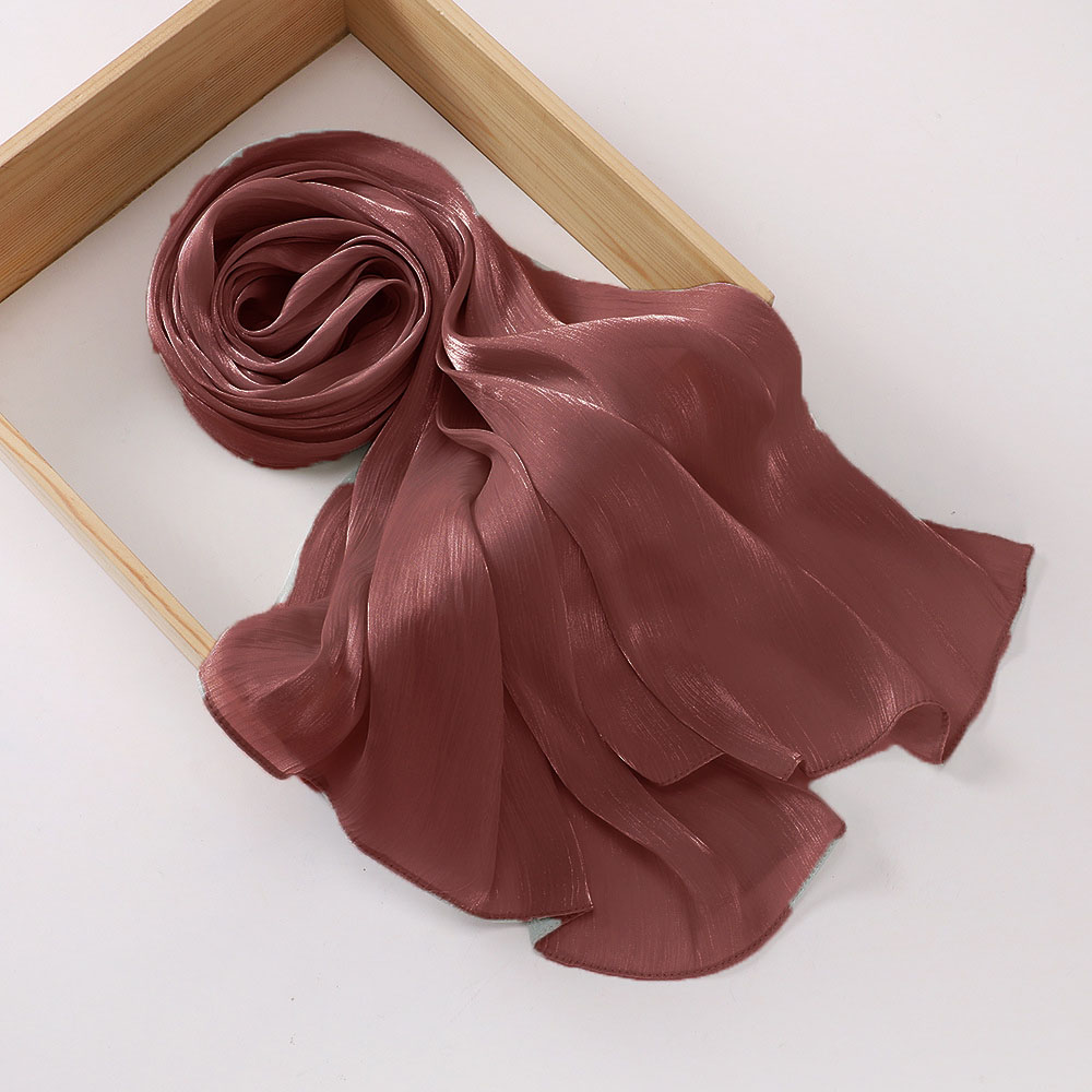 Shimmershawl Zijden Hijab Sjaal Ademend Cool Island Satijn Medine Zijden Sluier Moslim Hijab Glanzende Zijden Sjaal Dames Sjaals Tippet: Paars