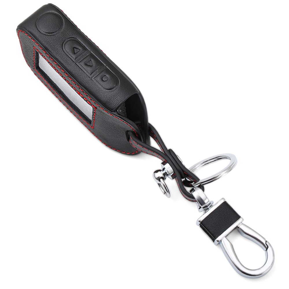 Leather Key Case For StarLine A39 A96 A93 A36 A63 2-Way Car Alarm System LCD Black Leather Remote Control Keychain Cover
