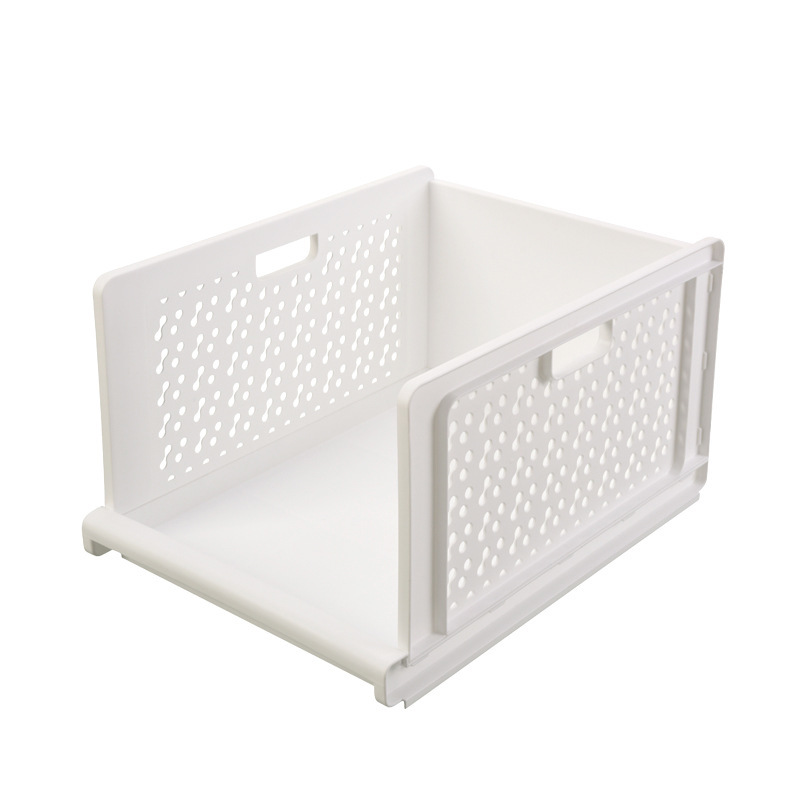 Wymie-cesta plegable para ropa, armario doméstico, caja de almacenamiento de plástico, estante, tipo de cajón, superpuesta