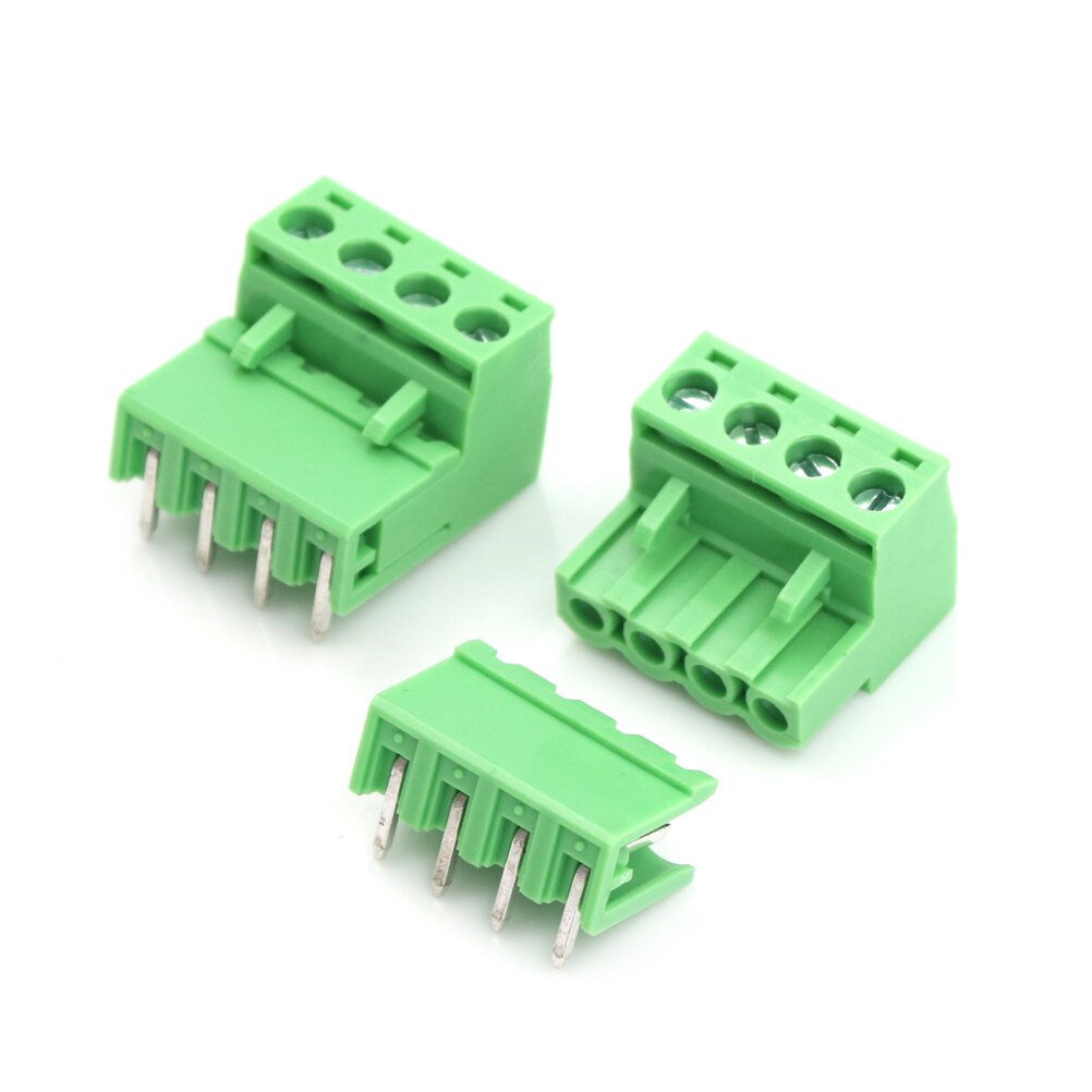 10Sets 5.08Mm Pitch 4Pin Plug-In Schroef Pcb Blokaansluiting Plug-In Terminal Block Green