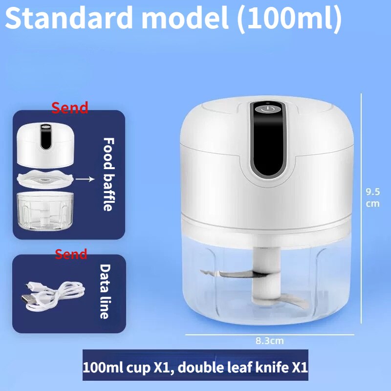 Machacador de ajo eléctrico automático, Mini picadora de prensa resistente, picadora de verduras, Chile, carne, USB, inalámbrico, herramientas de cocina: A White (100ml)