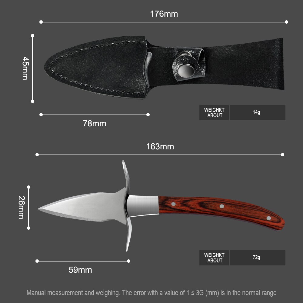 XYj Auster Messer einstellen Leder Messer Abdeckung Handschuhe Hülse Auster Öffnung Werkzeuge Messer Meeresfrüchte Multi Verwenden Stahl Hebeln Messer Schwarz braun