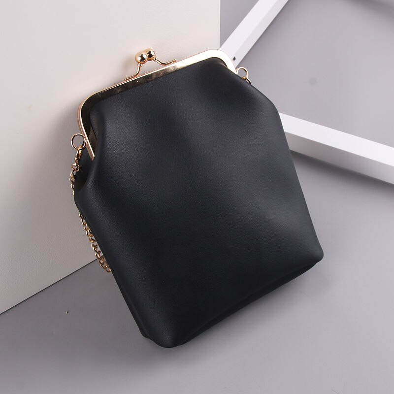 Bolsos con cierre de beso de concha de bolsillo con solapa a la Vintage, cadena de cuero PU, bolso de hombro para mujer, bolso cruzado, bolsos de mano para mujer, bolsos