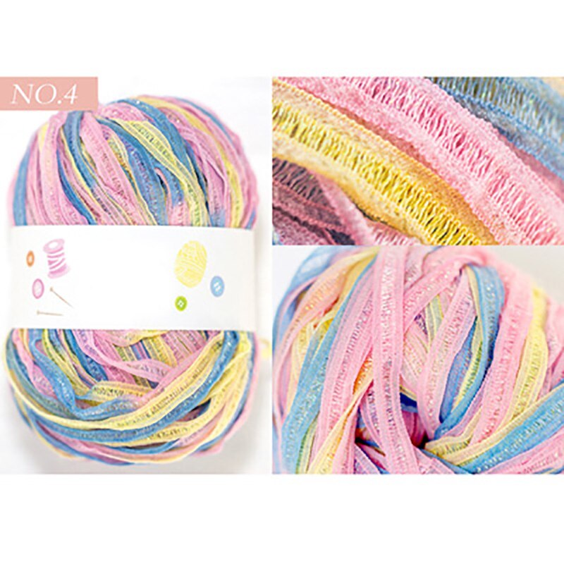 Cinta de seda intermitente de Color, hilo especial, segmento de Color mágico, lana de teñido, bolsa de tejer, sombrero, hilo artesanal: 4