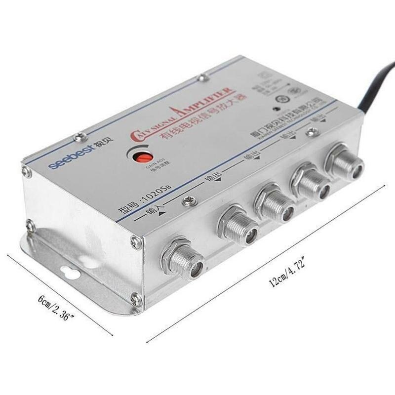 US Plug CATV Signal Amplifier 4 Way CATV VCR TV Antenna Signal Amplifier Booster Splitter 30DB 45-880MHz