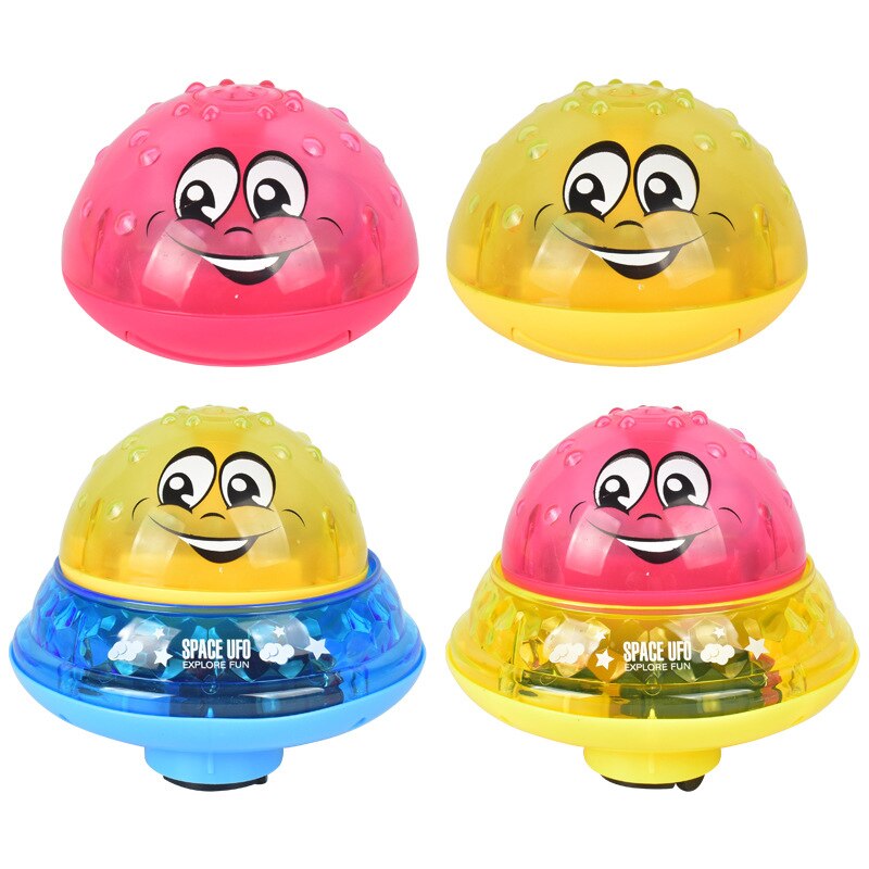 Badelegetøj 2 in 1 induktionsspray vandlegetøj og rum ufo legetøj med led lys musikalsk springvand legetøj sprinkler badelegetøj til småbørn