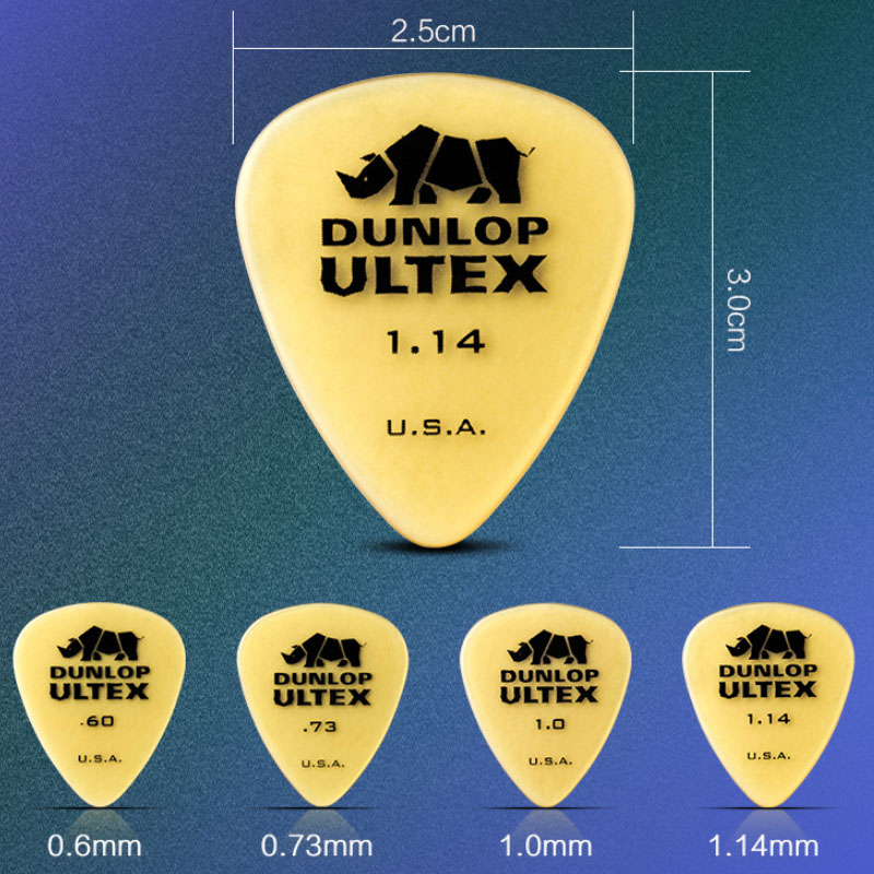 Dunlop-púas de guitarra estándar Ultex, mediador Plectrum, 1 unidad, 0,6mm/0,73mm/1,0mm/1,14mm, mediador de bajo, púas de guitarra eléctrica acústica