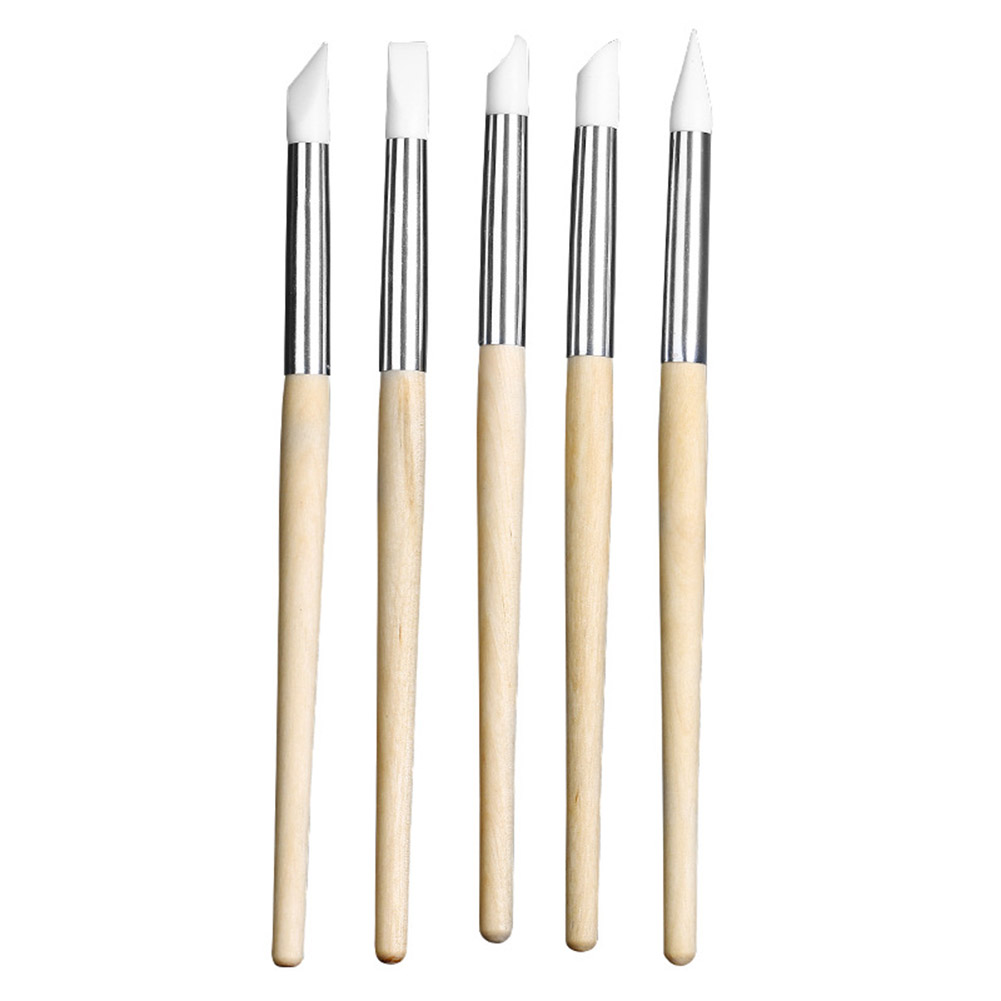 5 uds, pincel de silicona para manicura, grabado en relieve, lápiz de goma para modelador de uñas, herramienta para manicura