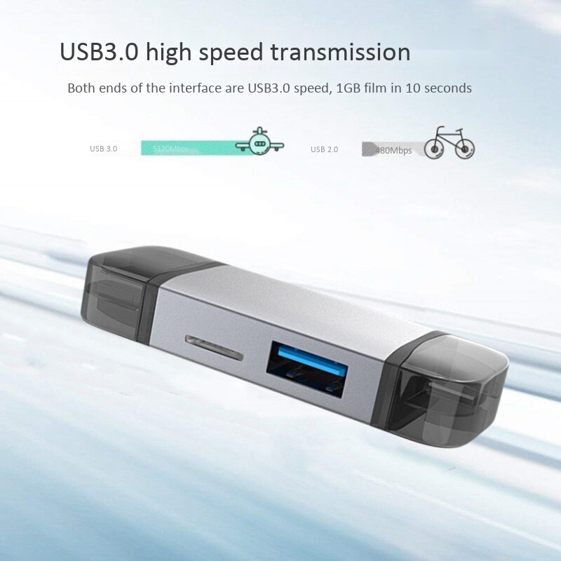 6 in 1 Card Reader USB 3.0 Micro- Type C to Sd Micro- Sd Tf Adapter Smart Memory Sd Otg Card Reader for Phone Laptop