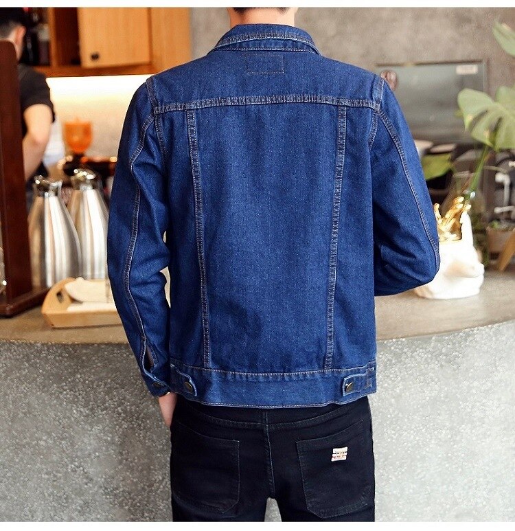 Solid Casual Slim Mens Denim Jacket Plus Size 4XL Bomber Jacket Men Cowboy Men&#39;s Jean Jacket Hombre Male