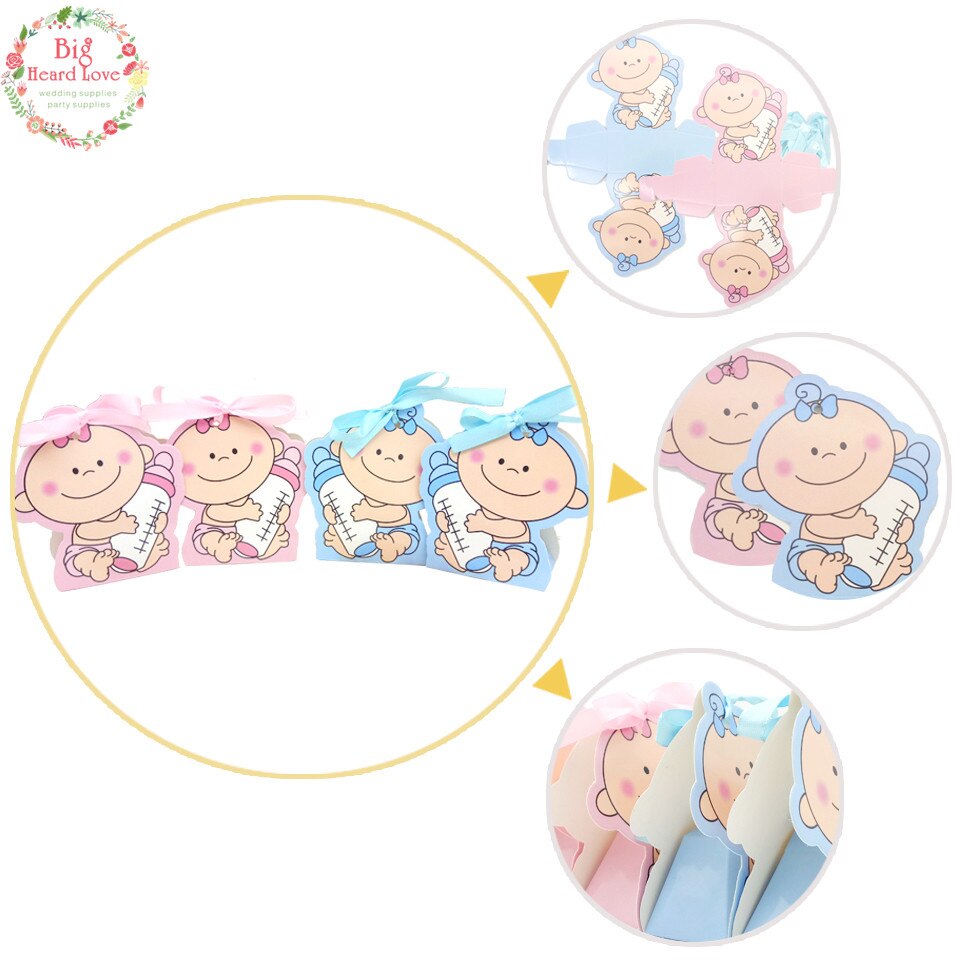 12 stuks/set babymeisje en jongen papieren doos feest babyshower snoepdoos babyfles verjaardagsfeestdecoraties kinderen