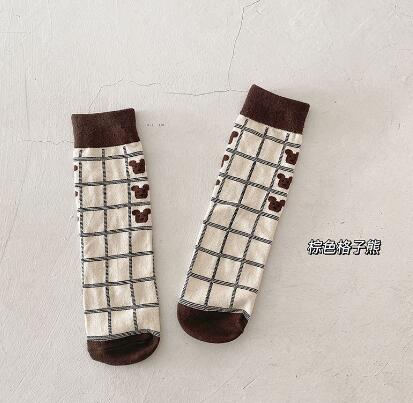Calza per bambini autunno cartoon orso baby Legwarm cotton tube boy girl calza scaldamuscoli per bambini: grid