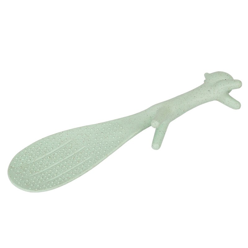Ris padle fisk/egern formet non stick ris padle ske premium fødevarekvalitet hvede halm ris padle stand ris ske: Sort