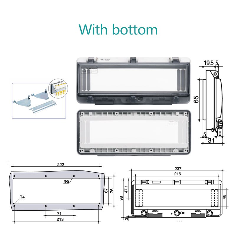 Transparent button protection window cover Waterproof window circuit breaker switch IP67 splash cover box: 12 With bottom