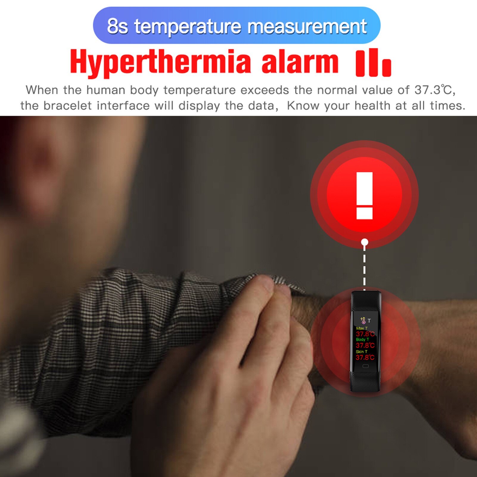 Health Bracelet Heart Rate Blood Pressure Smart Band Fitness Tracker Smartband Wristband for Smart Band Devices for Men Women