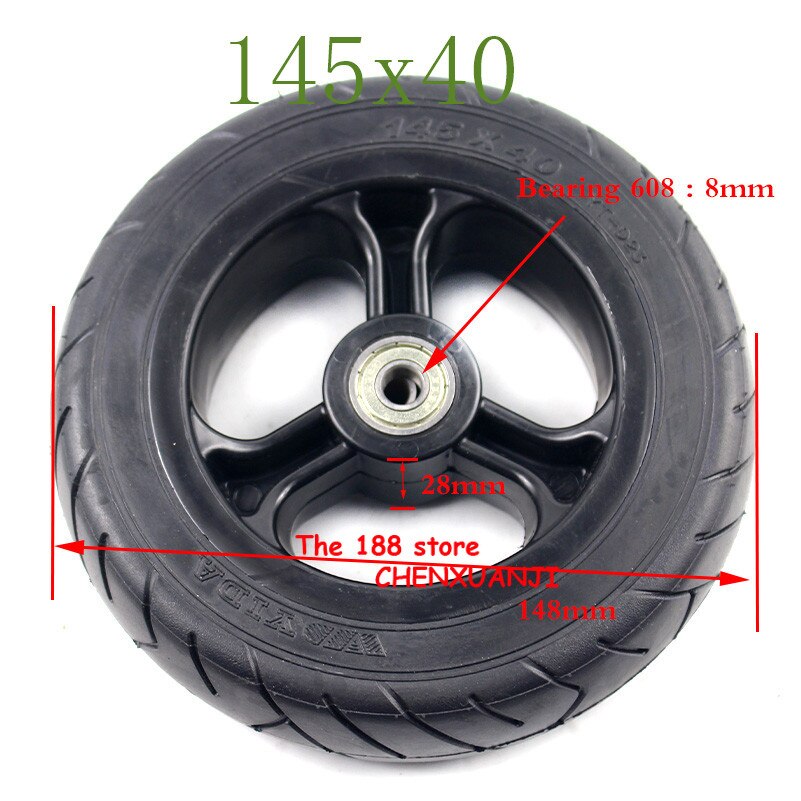 145x40 solide reifen mit kunststoff Hub 6 zoll luftlos Rad für elektrische Skateboard longboard mit Rad Rolle 145x40 reifen