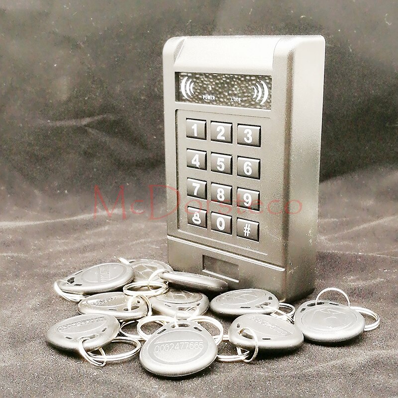 Rfid 125 Khz Id Tag Security Kaartlezer Toegangscontrole Toetsenbord Gratis 10 Id Keyfob Wiegand Ingang Deur lock Controller