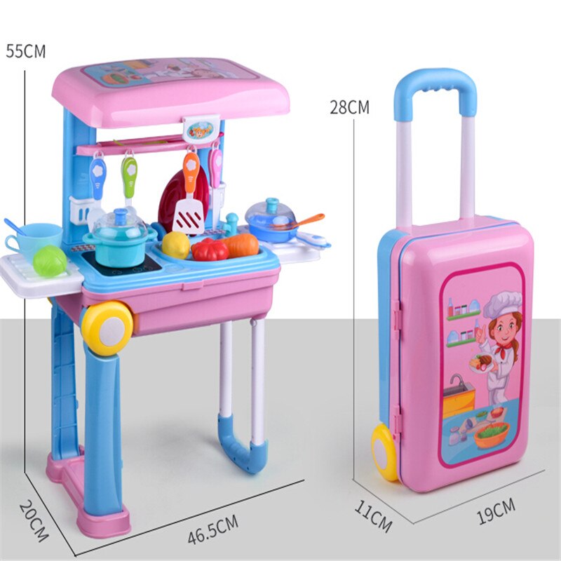 bambino del bambino Dei Bambini carrello Valigia fingere Cucina Giocattolo di Trucco Cassetta Degli Attrezzi Medico Scatola di Immagazzinaggio Gioco di Ruolo impostato di Valigie Giocattolo Regali Di Natale: Kitchen Toy