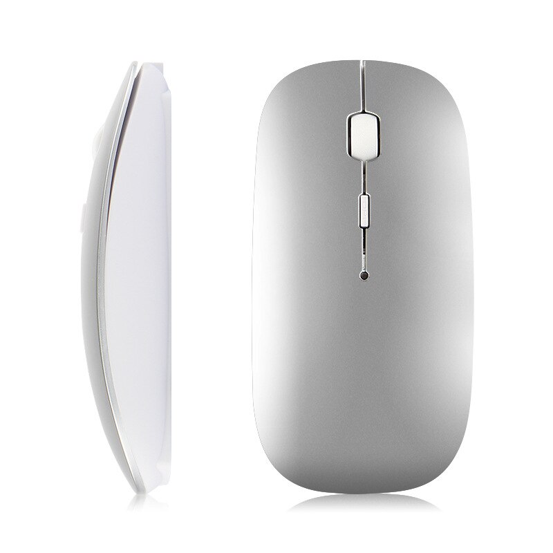 Wireless Support Bluetooth Mouse For Ipad Mac IOS Android Tablet Laptop PC Smart Phones Computer Slim Silent Mice Rechargeable: Silver