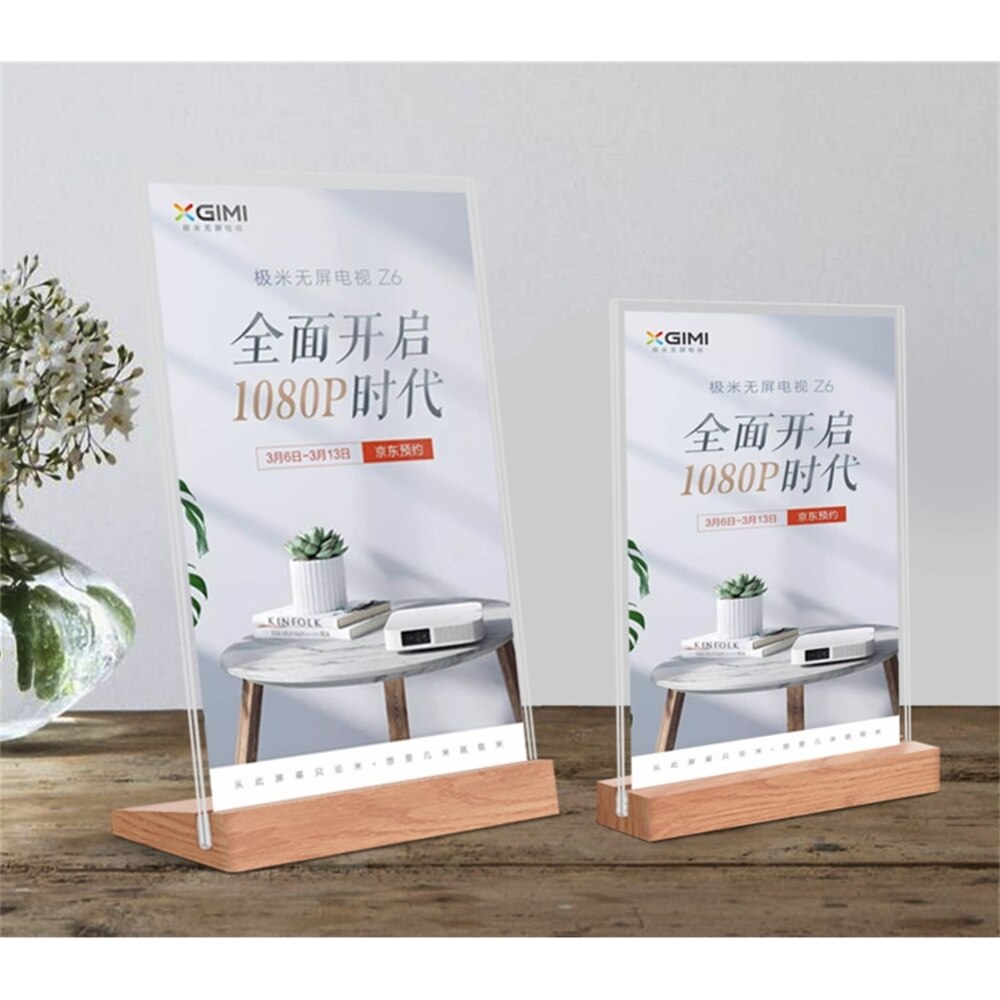 Letrero de acrílico tipo T para mesa, tablero fuerte de doble cara para exhibición de carteles, estante para tarjetas, soporte de papel A4 A6, estilo L, A6