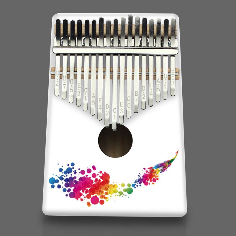 Piano Kalimba de 17 tonos para principiantes, instrumento Musical pintado en blanco, con sonido bonito y , Piano de caja de resonancia