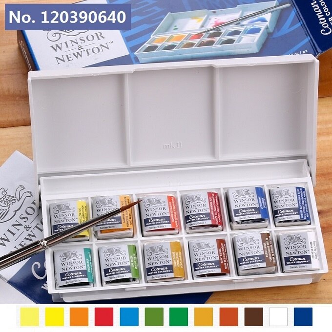 Winsor & Newton Cotman 8/12/24/36/45 Kleuren Half Pannen Effen Aquarel Verf Set pigment Kunst Levert: 12  Colors B