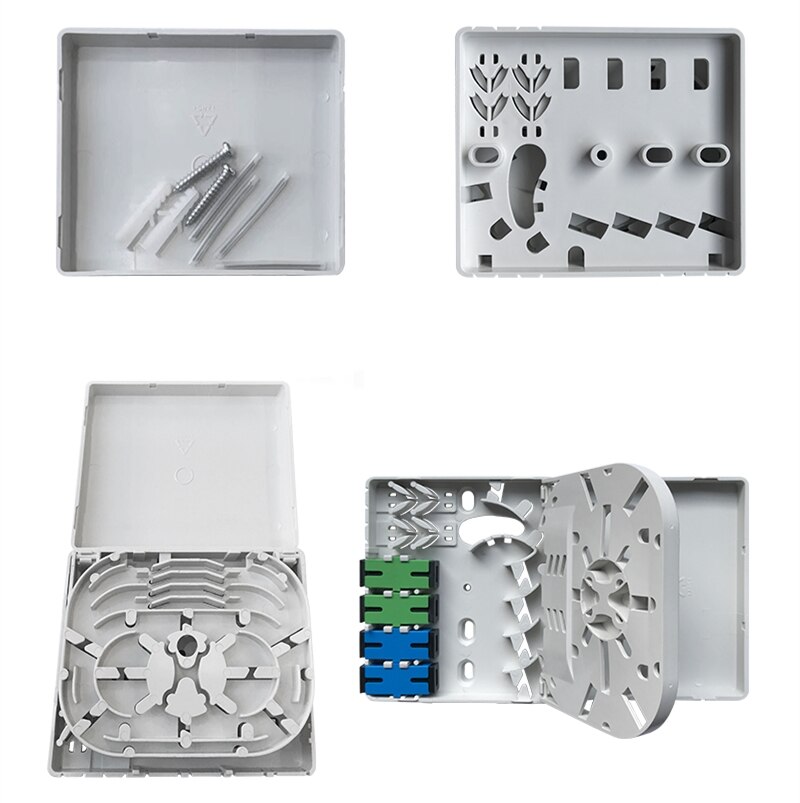 Caixa de terminação ftth de 4 portas, para adaptador sc sem mangas, caixa de junção de fibra óptica, caixa de distribuição, frete grátis elink, 20 peças