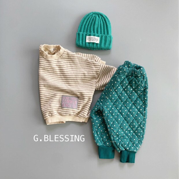 Baby Winter Kleidung Plus Samt Verdicken Baumwolle freundlicher lässig Hosen Für Mädchen Blume Drucken Hosen Baby Junge Punkt drucken Harem hosen