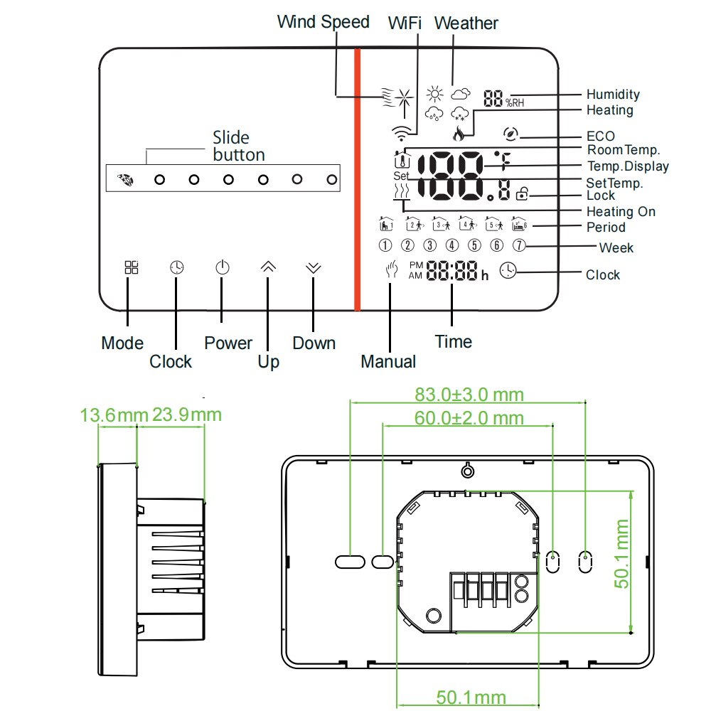 Vancoo Wifi Thermostat Electric Underfloor /Water/ Gas Boiler Programmable Temperature Controller Works With Alexa Google Home