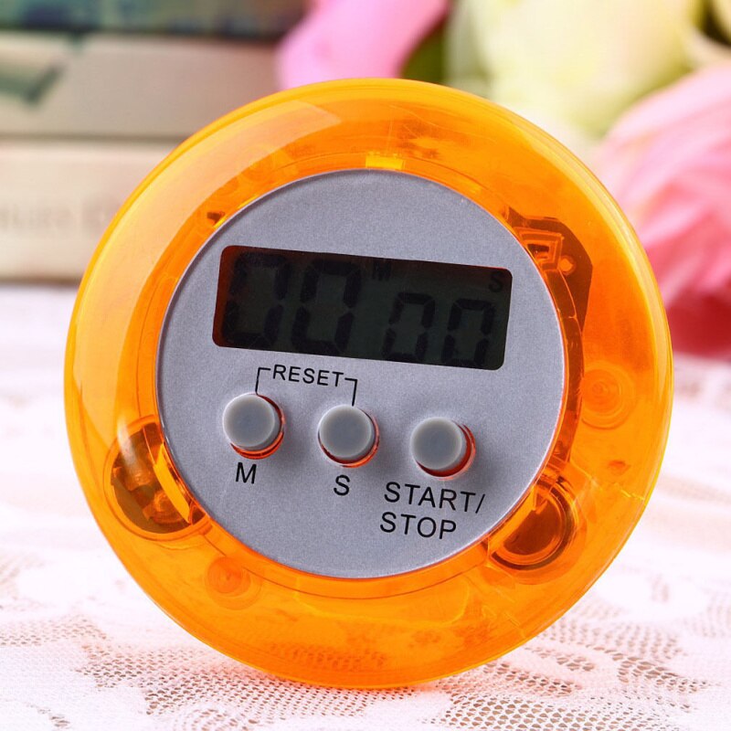 5 Colors Digital Kitchen Timer Round Electronic Countdown Round Shape Alarm: Orange
