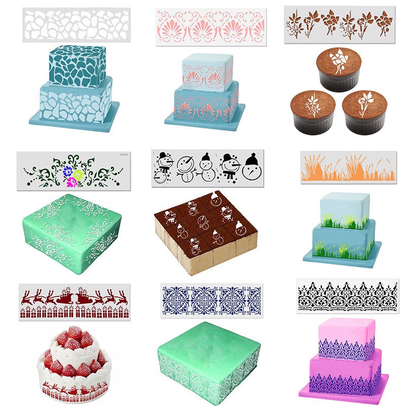 DIY Stil Schokolade Fondant Druck Schablone Hohl Zucker Sieb bilden Hochzeit Kuchen Schablone Rand Dekoration Vorlage Backen Werkzeuge