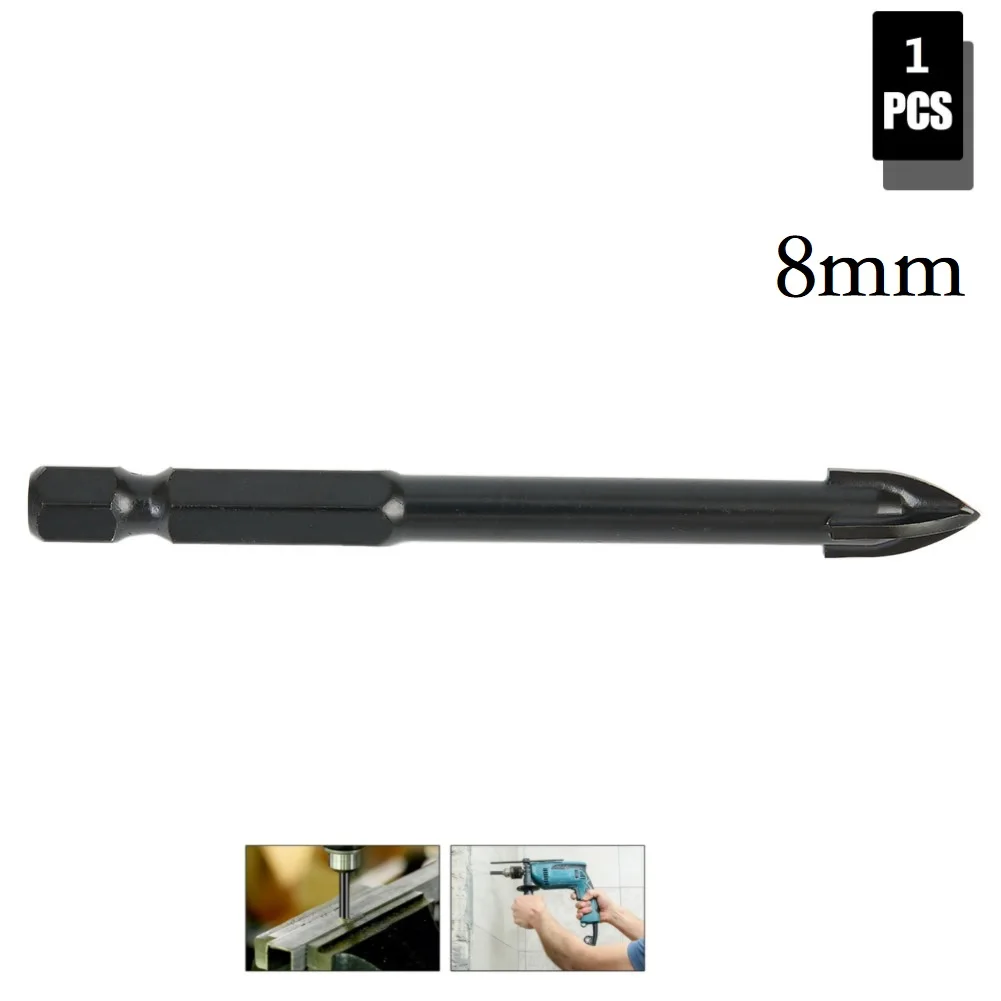 Multifunktionale Dreieck Bohrer Kreuz verhexen Fliesen Bits Glas Keramik Beton See Öffner Harte Legierung Dreieck Bohrer: Gelb/schwarz