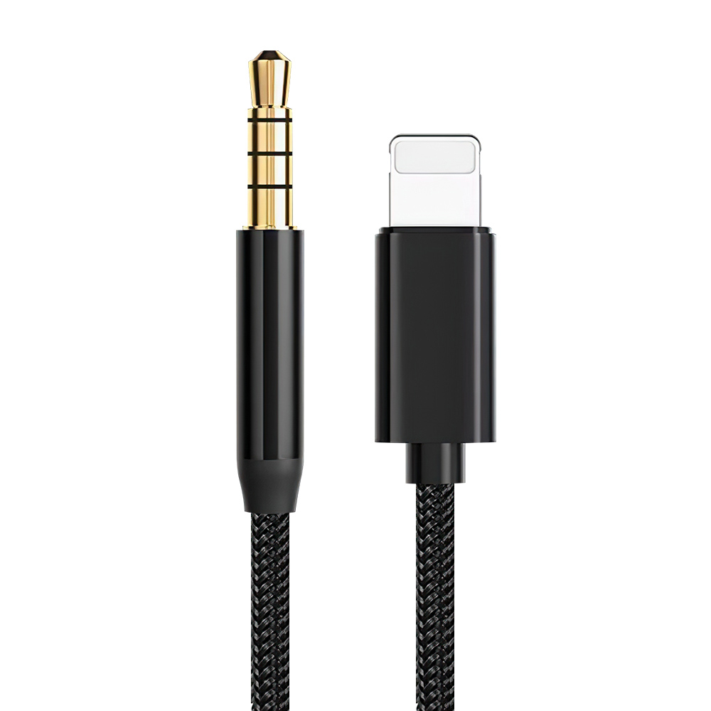 Guldpläterad aux-kabel för iphone 14 13 12 11 pro max x xs xr lighting  to 3.5mm- jack hörlursadapter ljudkabel 1m 2m 3m 5m: Röd / 3m